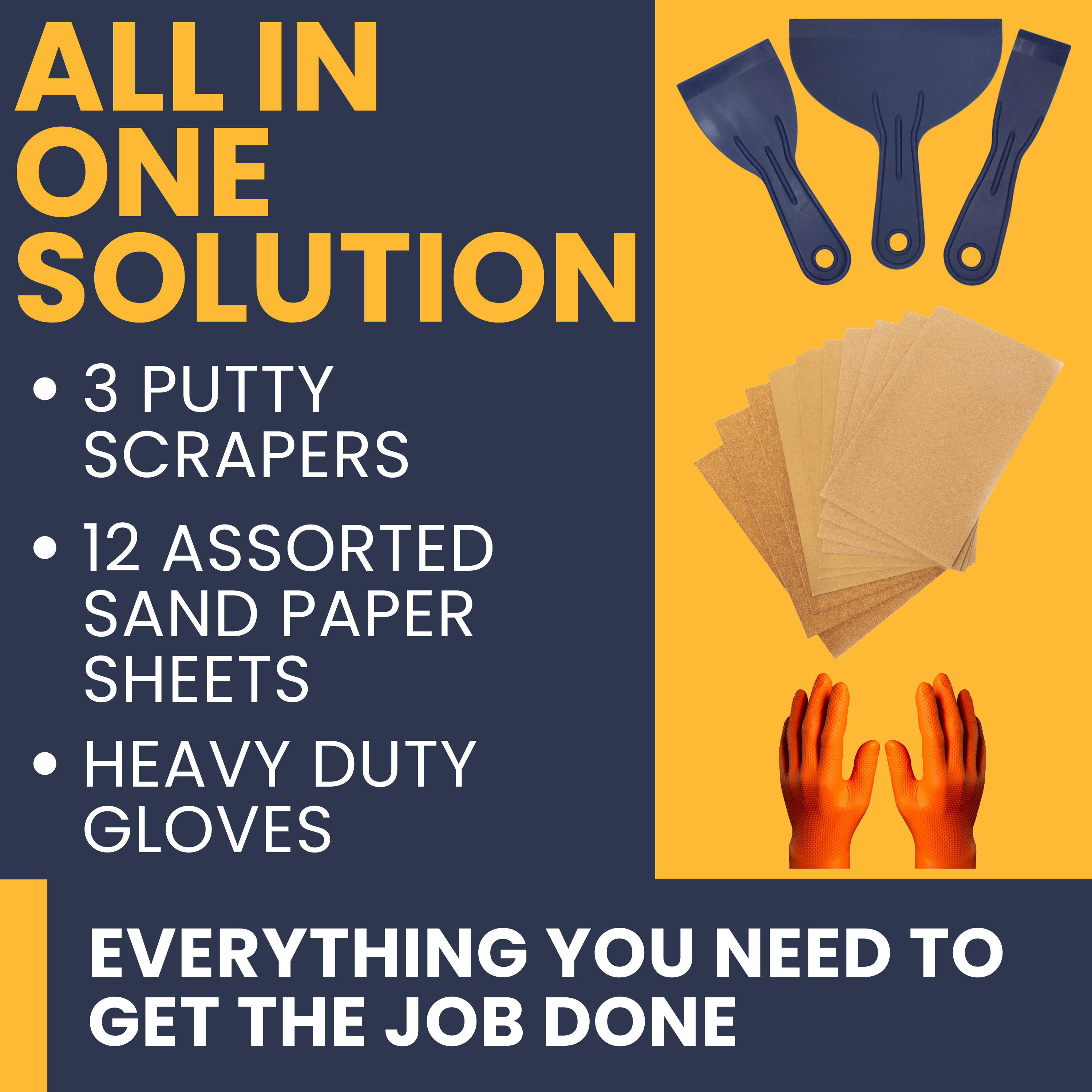 Decex Wall Repair Kit With 1.4kg Ready Mixed Filler , 12 Assorted Sand Paper, Gloves & Plastic Filling Tools