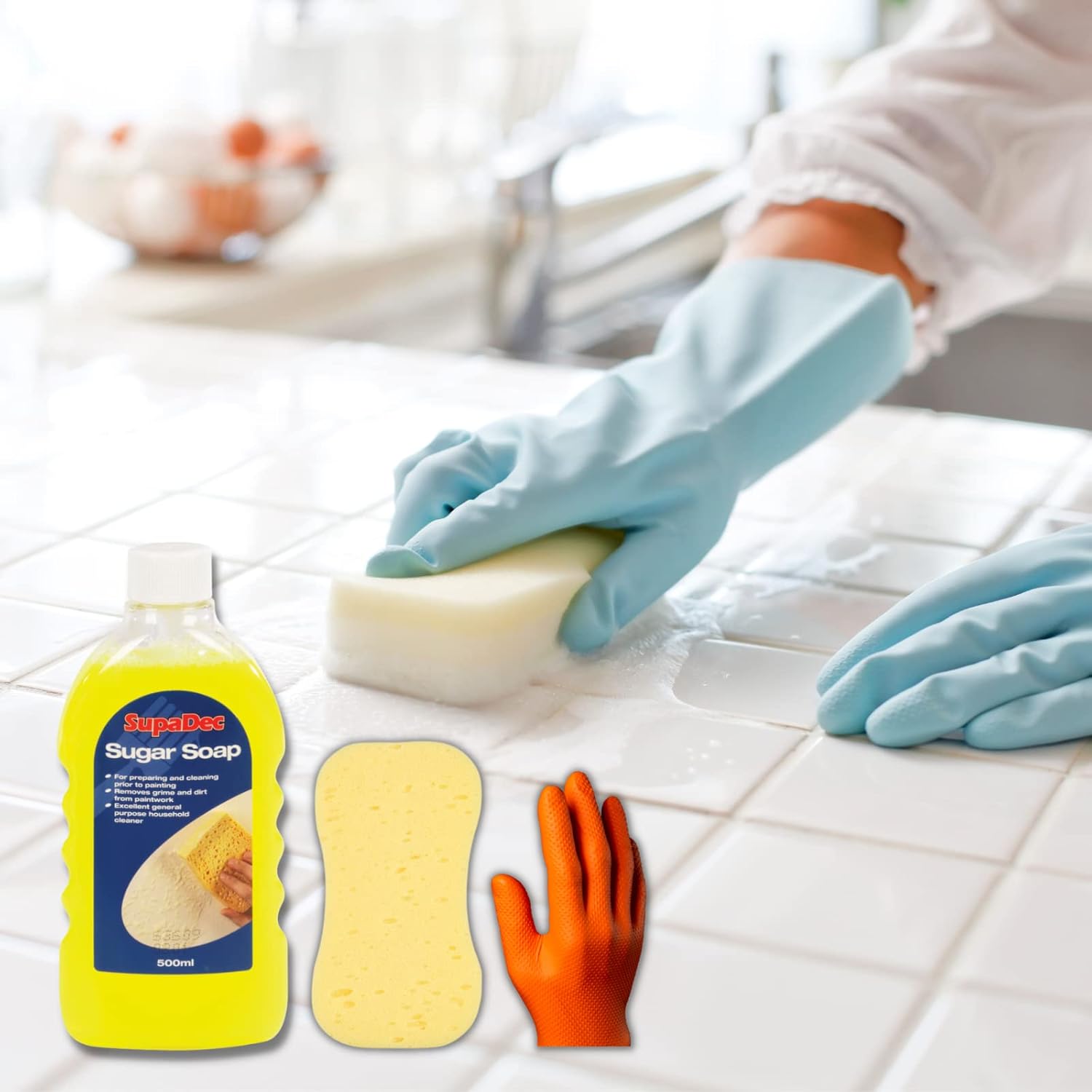 Decex Sugar Soap Bundle with 2 x 500ml Sugar Soap Concentrate, Decorators Sponge & Gloves