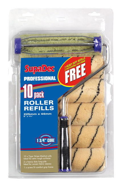Supa Dec 10 Pack Roller Refill 9"/255mm