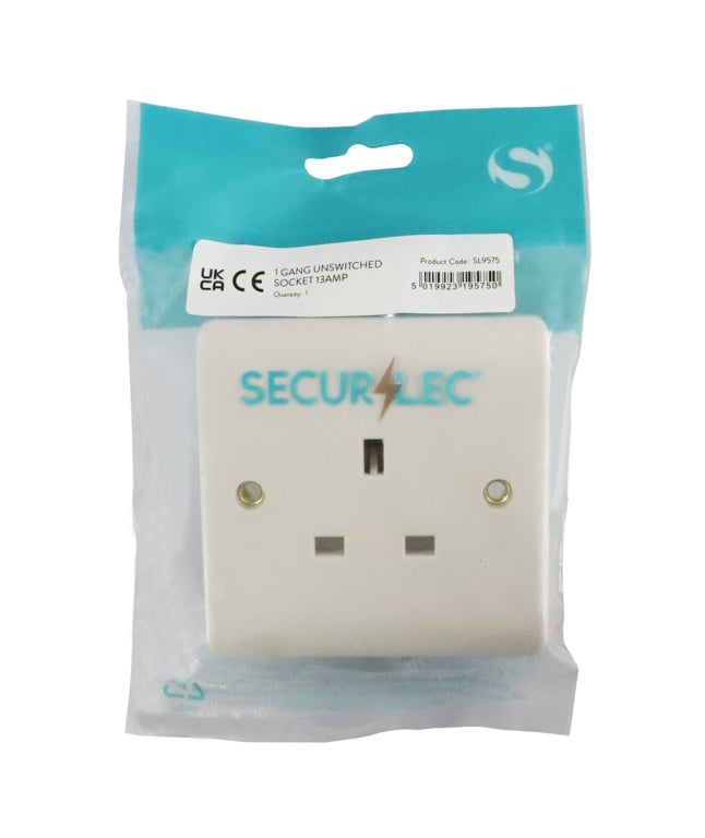 Securlec 1 Gang Unswitched Socket Round Edge