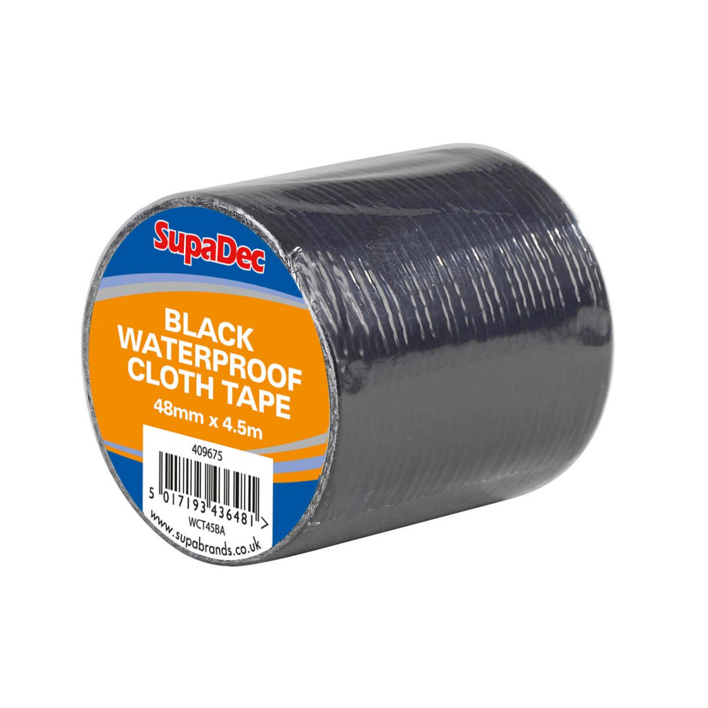 Supa Dec Waterproof Cloth Tape 48mm X 4.5m Black