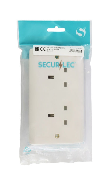 Securlec 2 Gang Unswitched Socket Round Edge