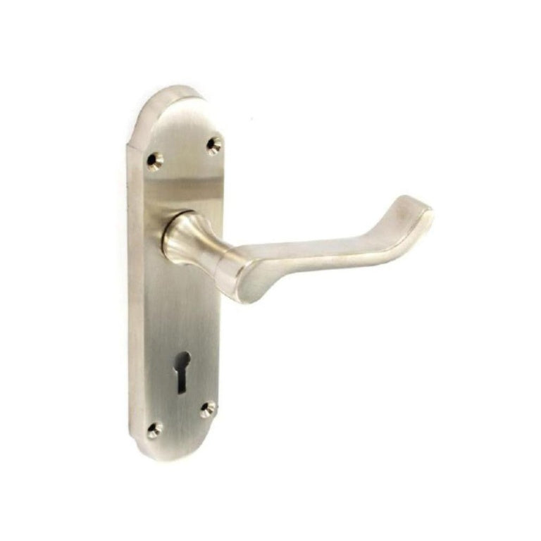 Securit Brushed Nickel Shaped Lock Handles (1 Pair) 170mm