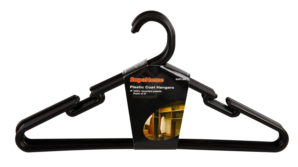 Supa Home Plastic Coat Hangers Black