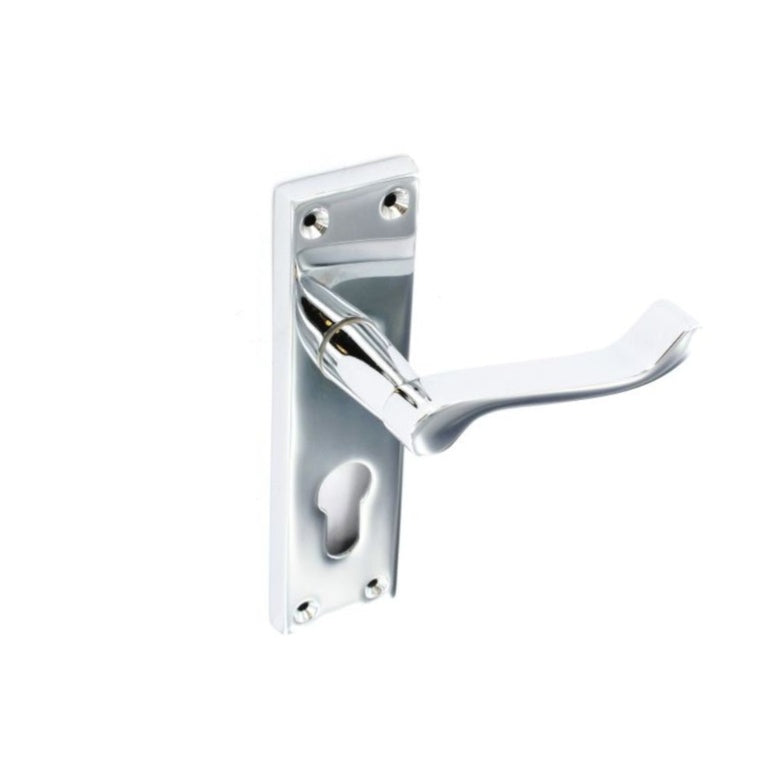 Securit Chrome Scroll Euro Lock Handles 48mm C/C (Pair) 150mm