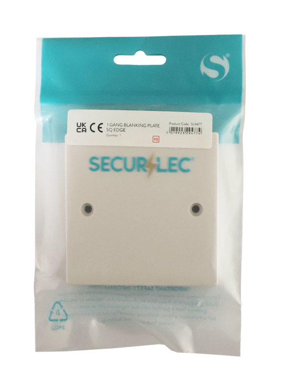 Securlec 1 Gang Blank Plate Square Edge