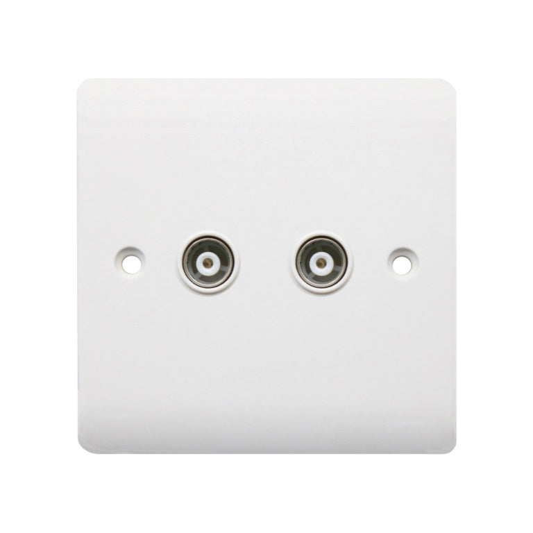 Securlec Aerial Socket 2 Gang Tv Socket Round Edge