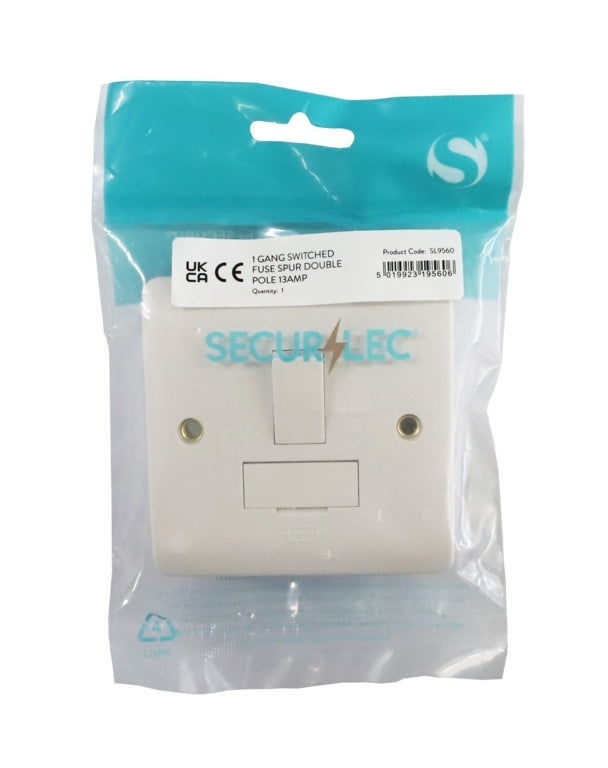 Securlec 1 Gang Switched Fused Spur Double Pole Round Edge