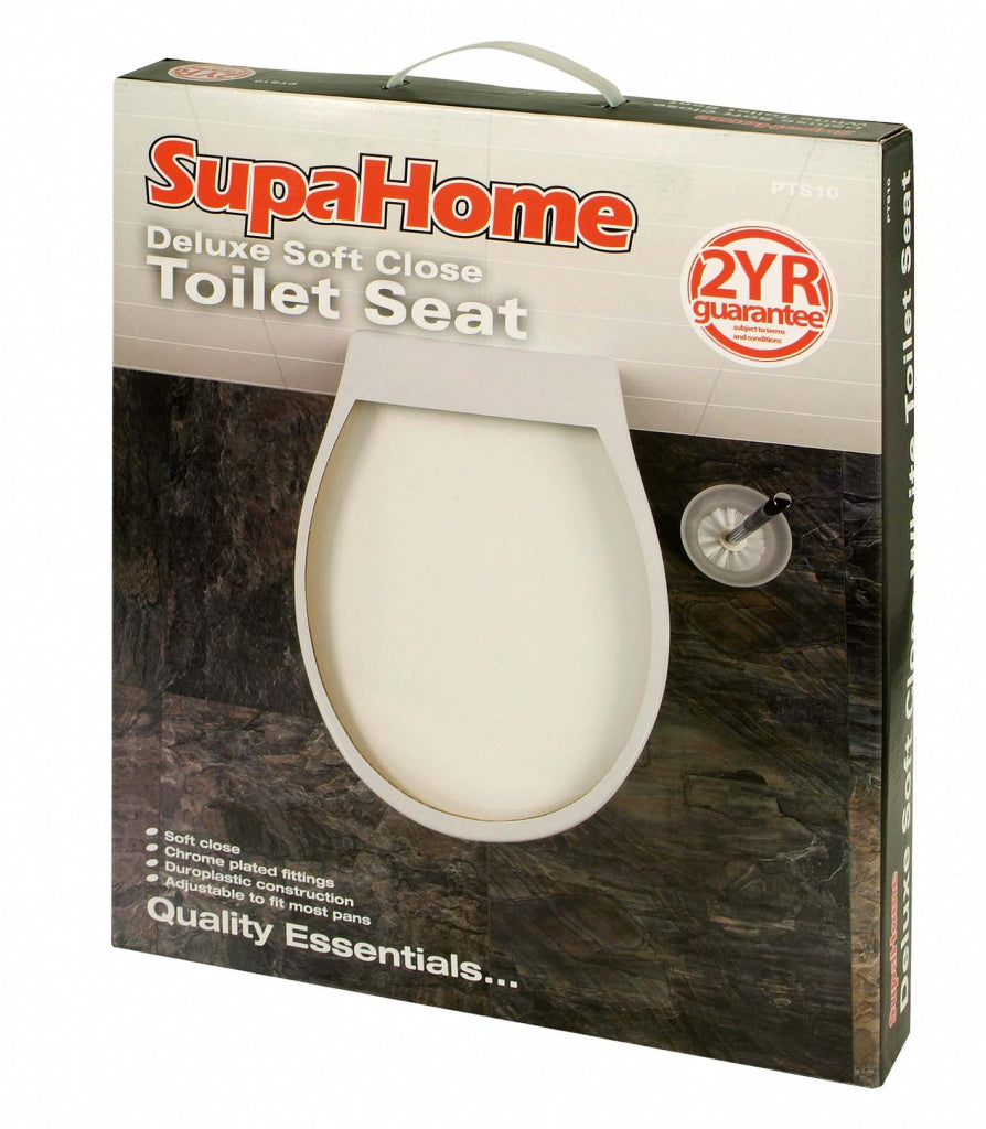 Supa Home Deluxe Soft Close White Toilet Seat