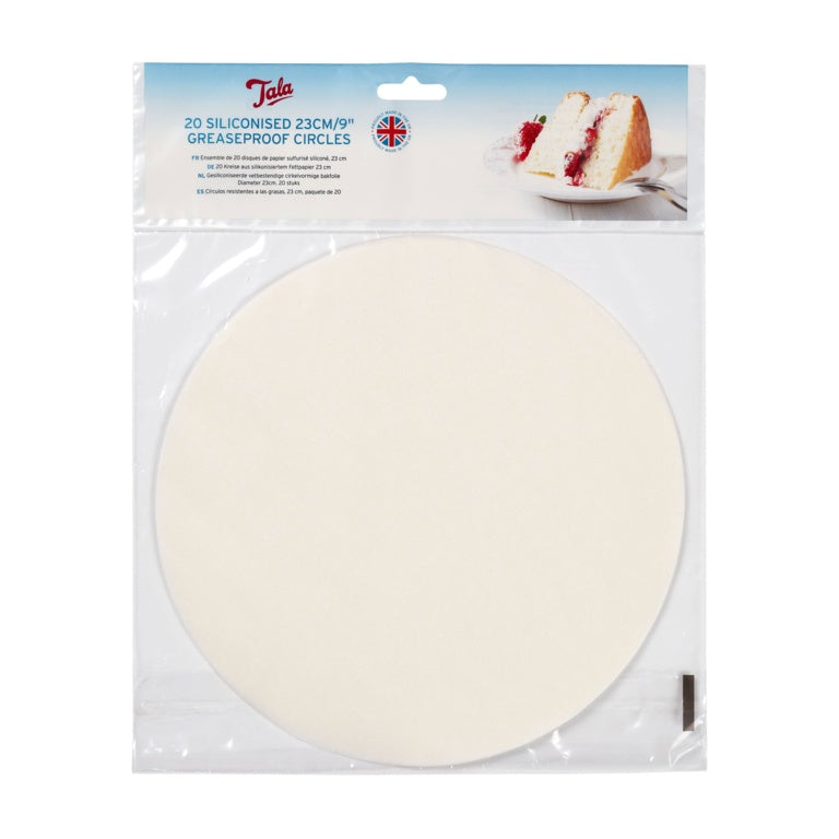 Tala Siliconised 23cm Cake Circles, Greaseproof Liners (Set Of 20)