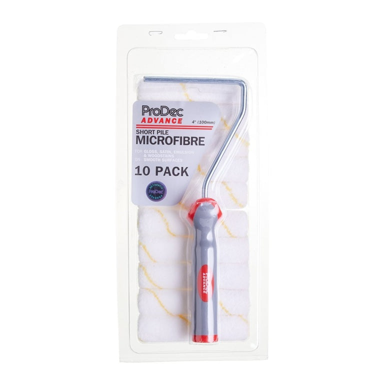 Pro Dec Short Pile Microfibre Roller & Frame (10 Pack) 4" /100mm