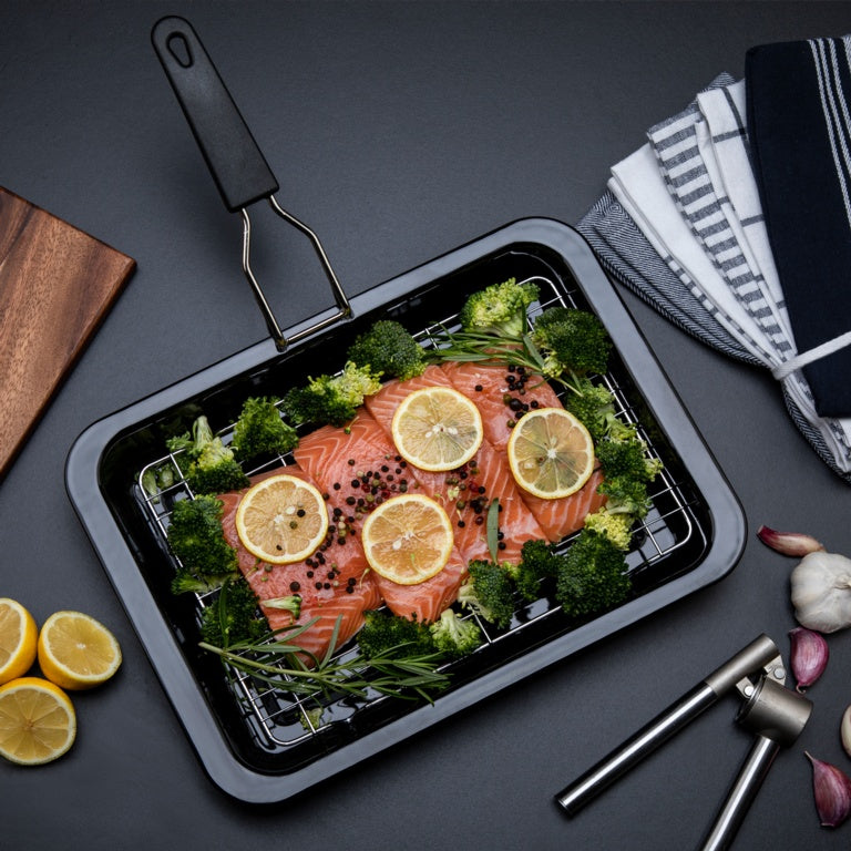 Pendeford Vitreous Enamel Bakeware Grill Pan With Tray 28 X 23cm