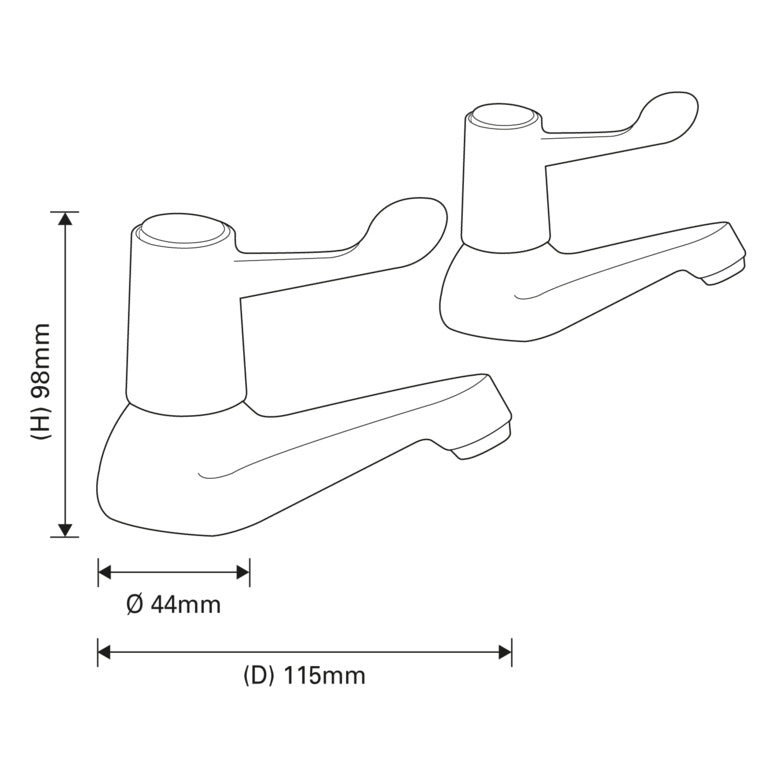 Supa Plumb Lever Basin Taps W: 44mm H: 98mm D: 115mm