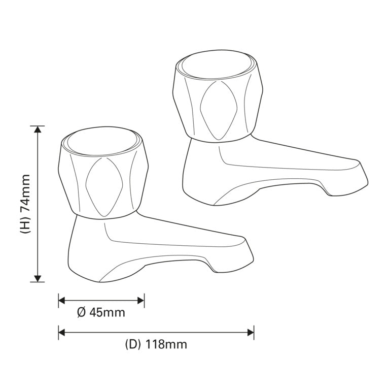 Supa Plumb Jura Bath Taps H: 74mm D:119mm Diameter: 51mm