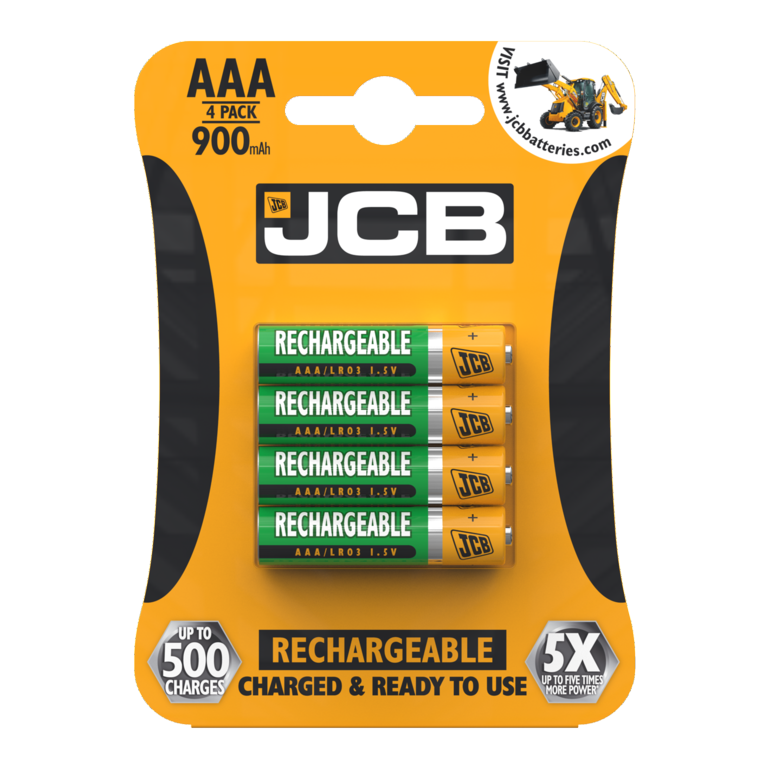 Jcb Rechargeable Aaa Batteries 4 Pack 900m Ah