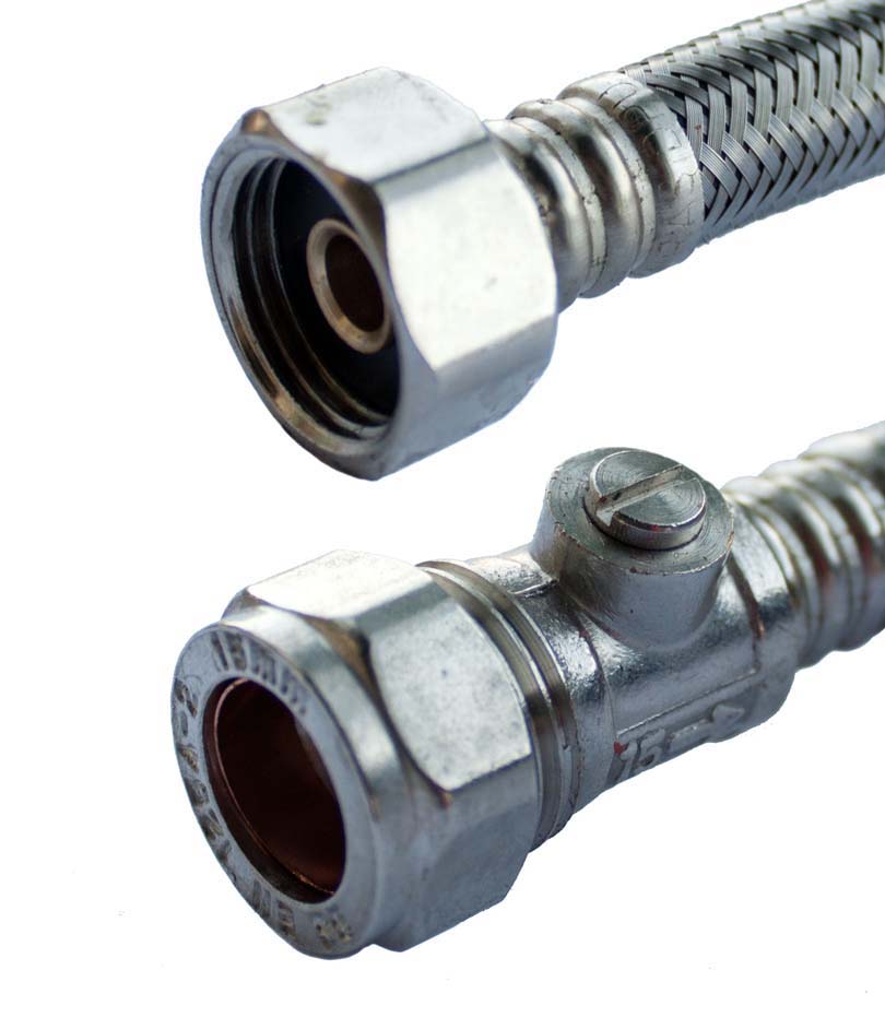 Oracstar Flexi Tap Connector 15mm X 1/2" X 50cm + Iso Valve 9.5mm