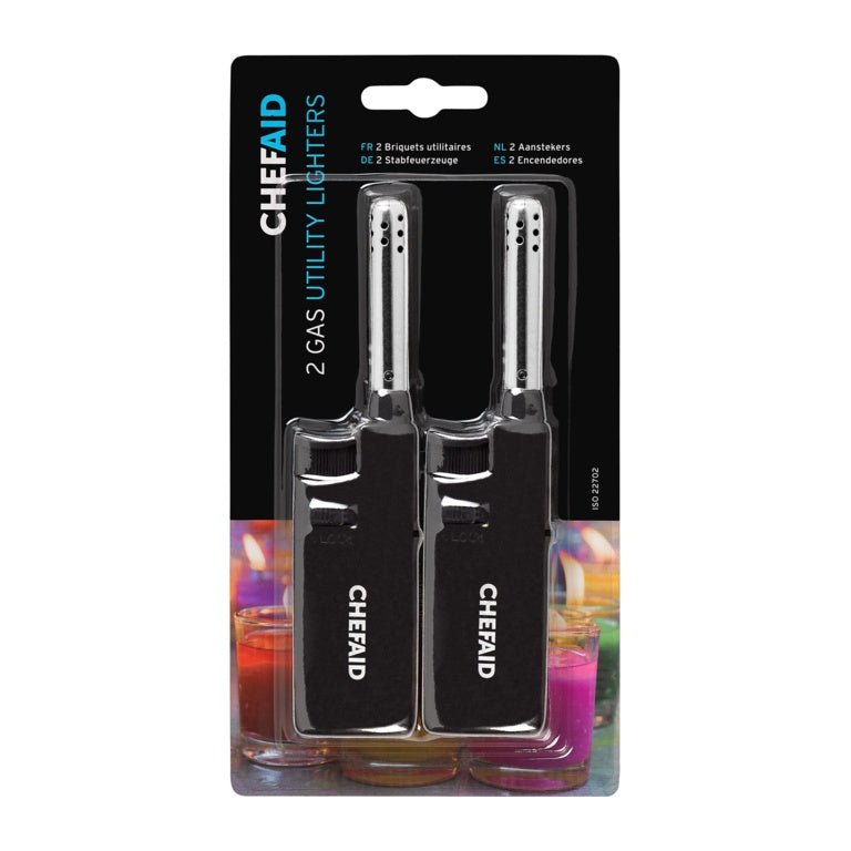 Chef Aid Coloured Refillable Lighters Small, Pack Of 2