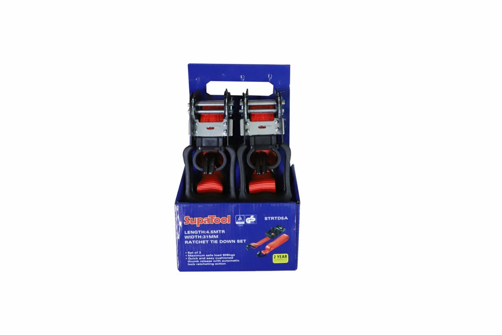 Supa Tool Ratchet Tie Down Set 4.5m X 31mm