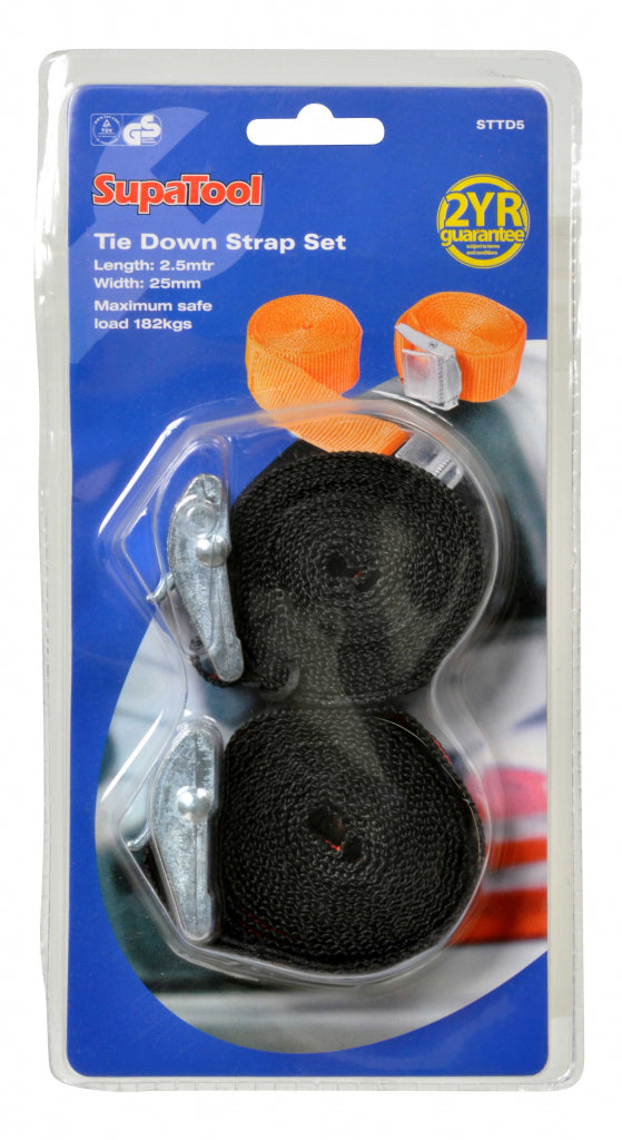 Supa Tool Tie Down Strap Set 8" X 1" Length: 2.5m Width: 25mm