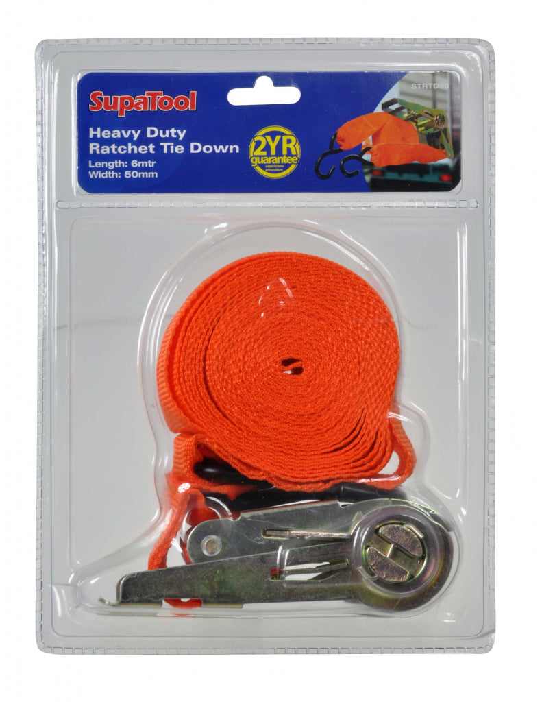 Supa Tool Heavy Duty Ratchet Tie Down 20ft X 2" (Length: 6m Width: 50mm)