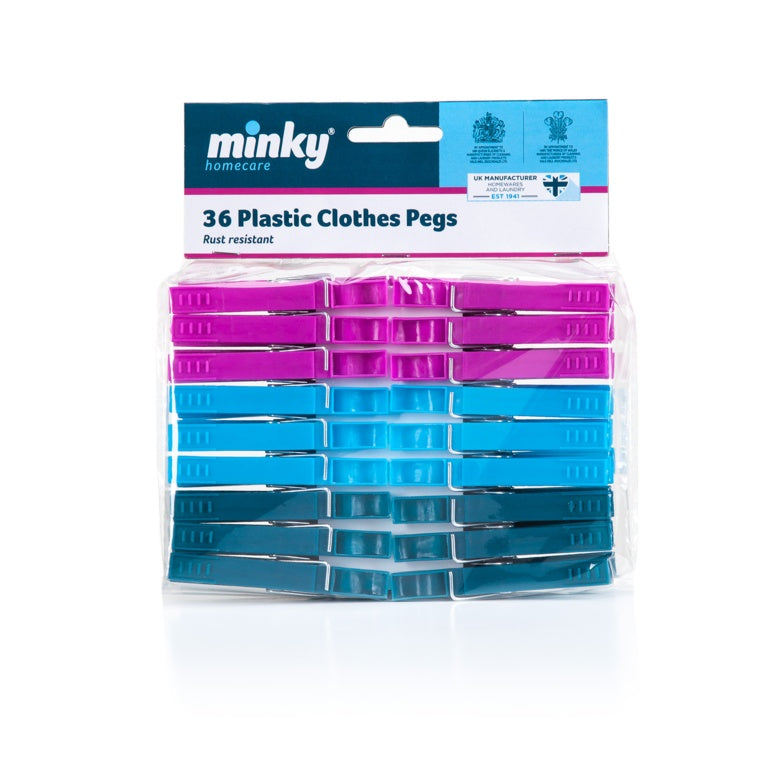 Minky Spring Loaded Plastic Pegs 7.5 X 1.5 X 1cm