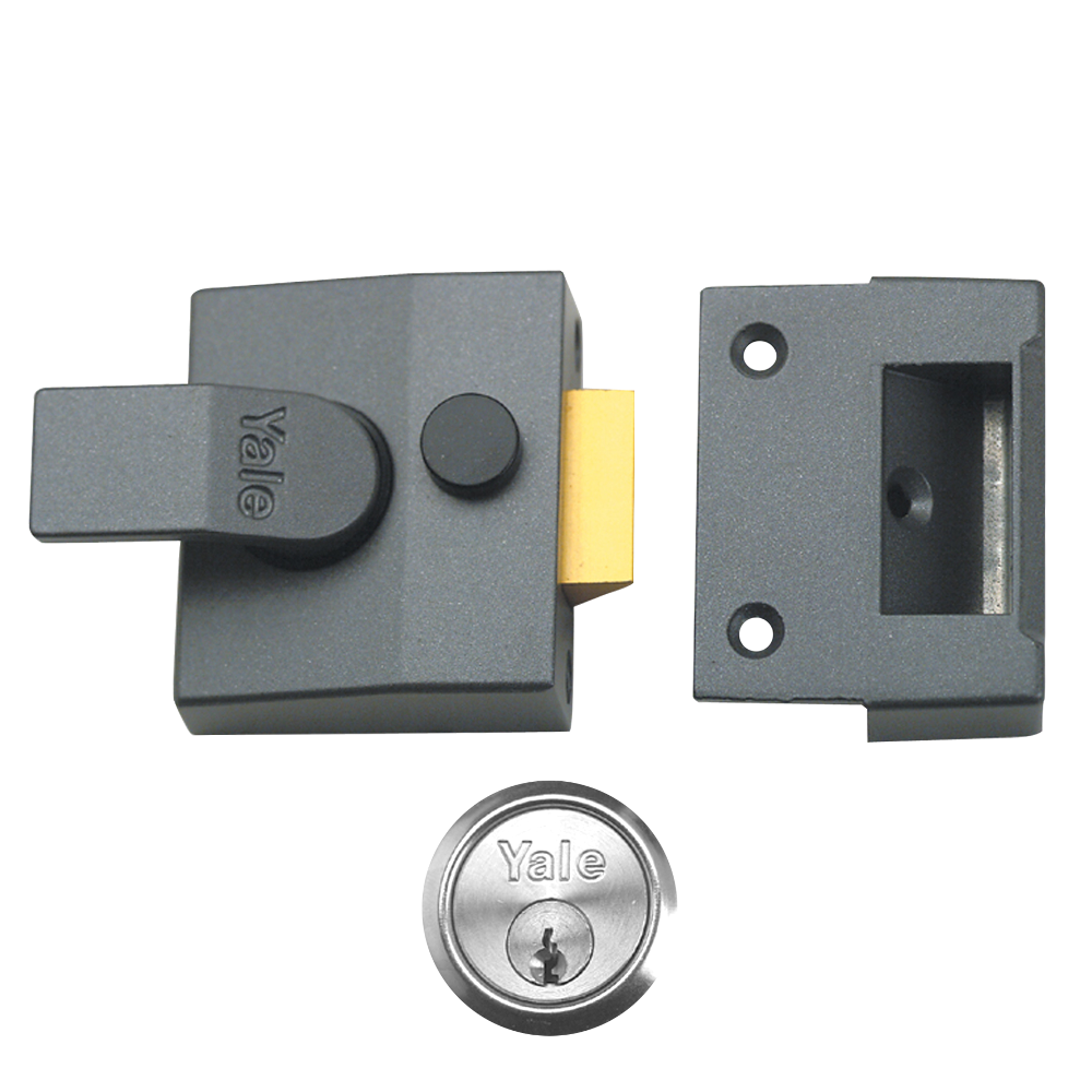 Yale P85 & P89 Deadlocking Nightlatch - Grey / Satin Chrome Cylinder