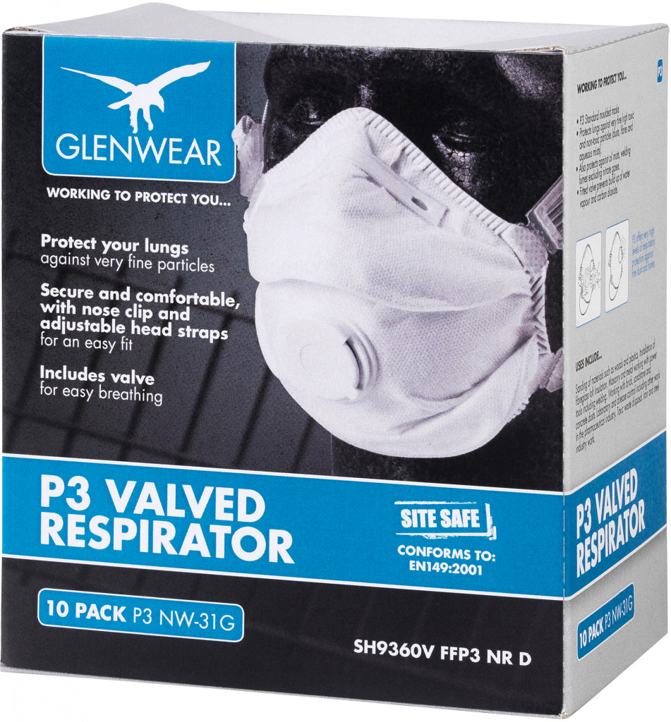 Glenwear Ffp3 Valved Respirator Pack Of 10