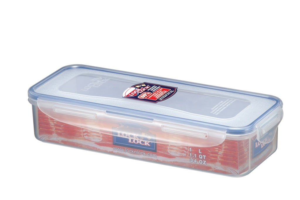 Locknlock Rectangular Bacon Food Storage Fridge Box With Freshness Tray 1 L