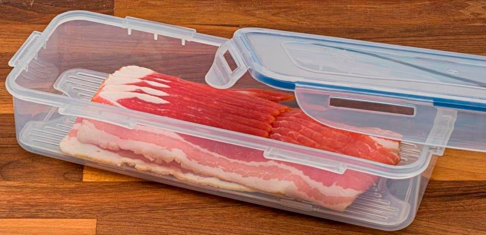 Locknlock Rectangular Bacon Food Storage Fridge Box With Freshness Tray 1 L