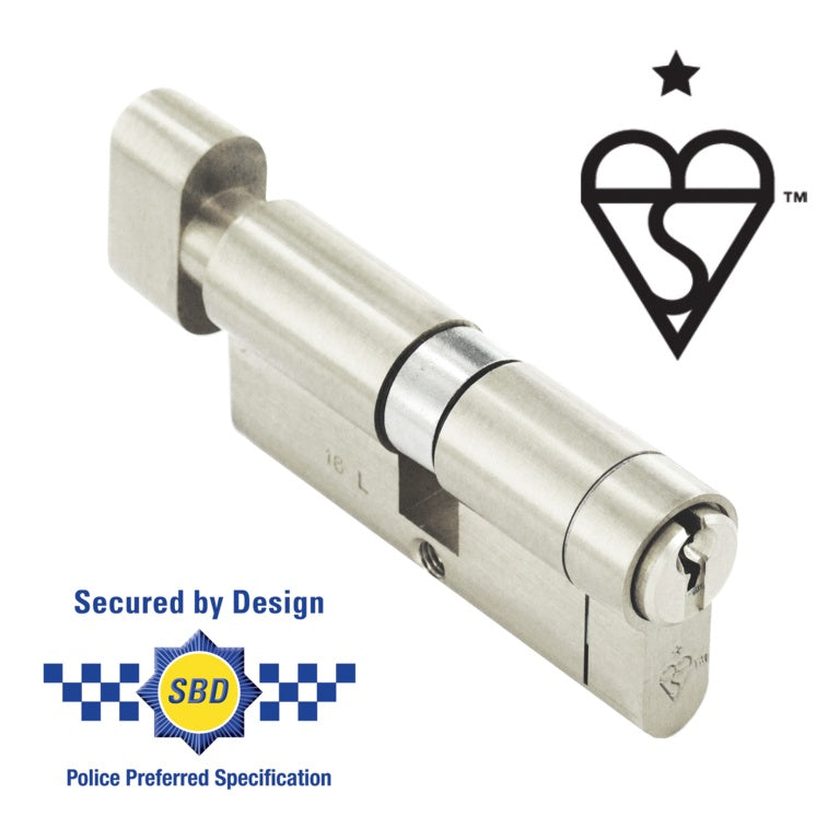 Smiths Locks Snap Safe Double Thumbturn Cylinder Nickel 35 X 35mm