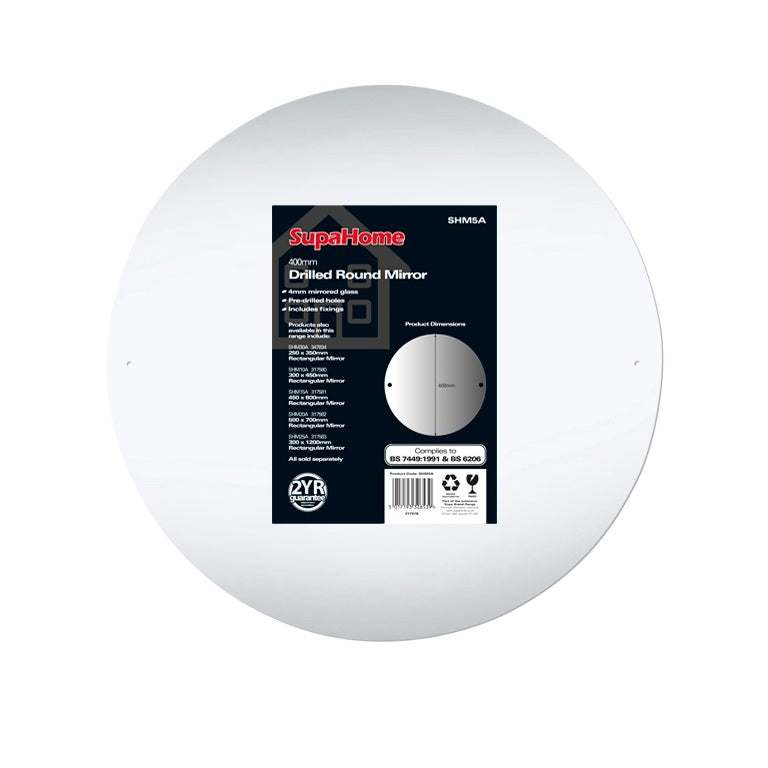Supa Home Drilled Round Mirror 400mm