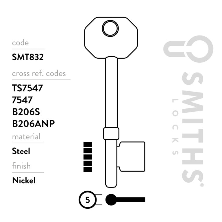 Smiths Locks Era Fortress Mortice Key Blank Pack 10