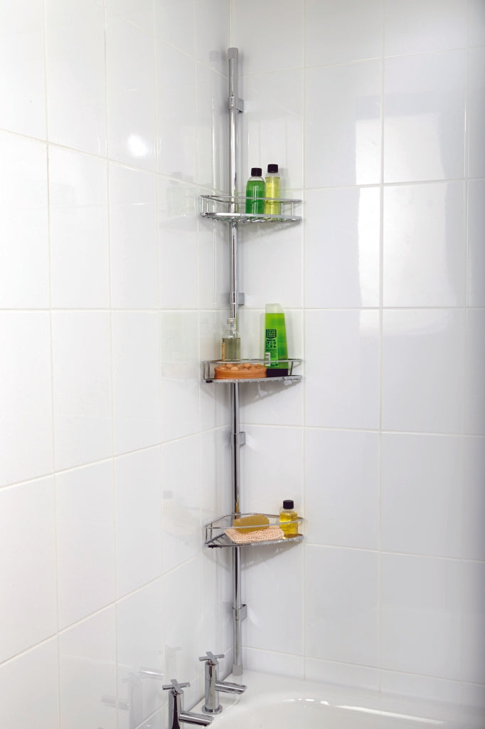 Croydex Corner Storage Basket Set Chrome