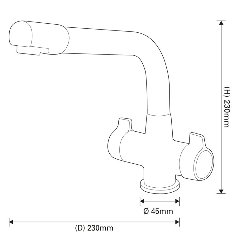 Supa Plumb Mono Block Mixer Sink Tap H: 230mm D:230mm Diameter: 45mm