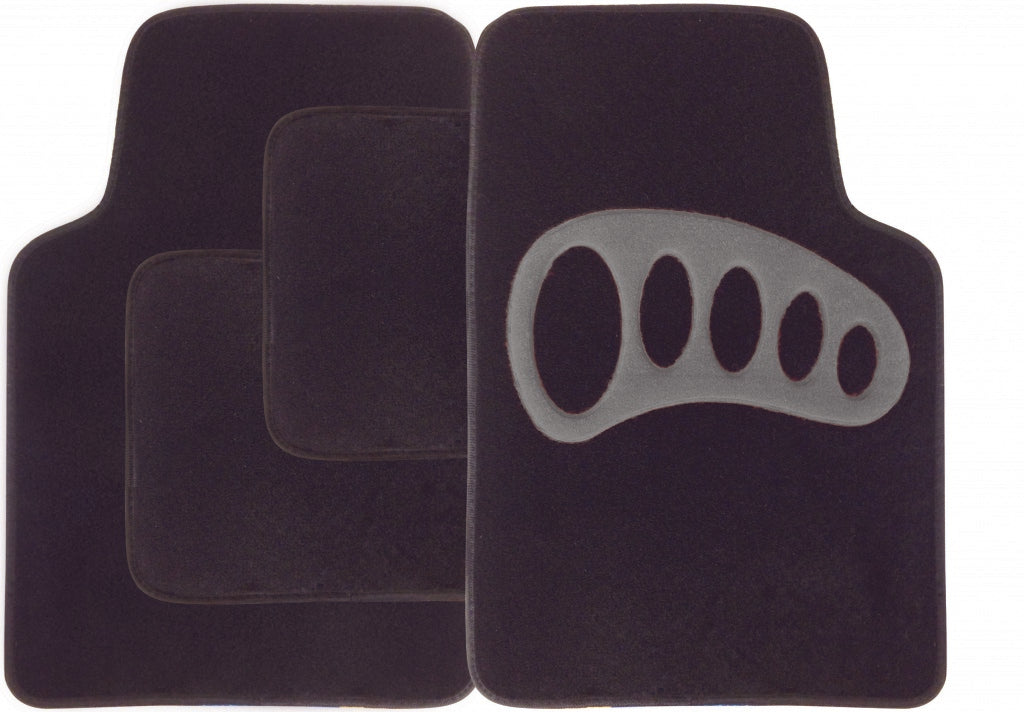 Streetwize Carpet Mat Set 4 Piece Black With Grey Heel Pad