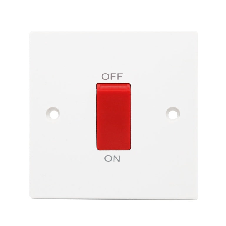 Securlec Square 1 Gang Cooker Switch Double Pole Square Edge
