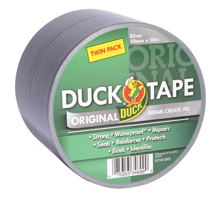 Duck Tape Original Twin Pack 50mm X 50m Silver