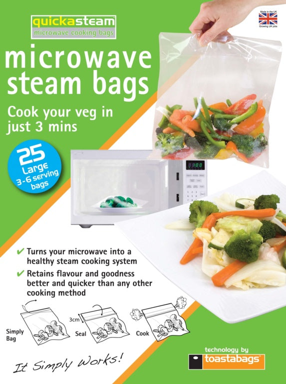 Planit Quickasteam Microwave Steam Bags Large Pack 25