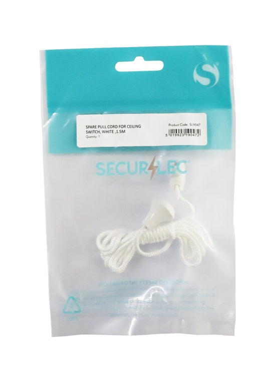 Securlec Spare Pull Cord For Ceiling Switch, White 1.5m
