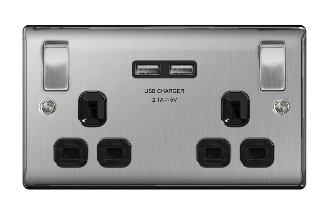 BG 13a 2 Gang Switch Socket & USB