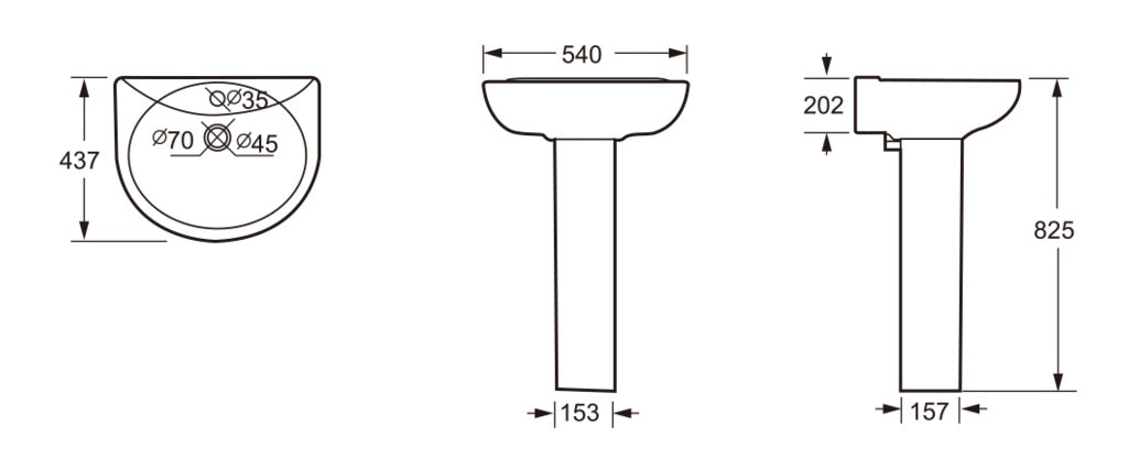 Supa Plumb Basin & Pedestal In A Box 1 Tap Hole