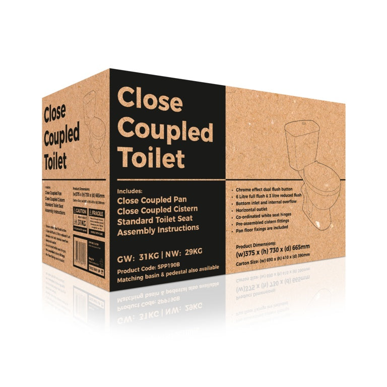 Supa Plumb One Box Toilet, Seat & Cistern W: 375mm H: 730mm D: 665mm
