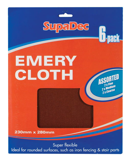Supa Dec Emery Cloth Pack 6 Assorted