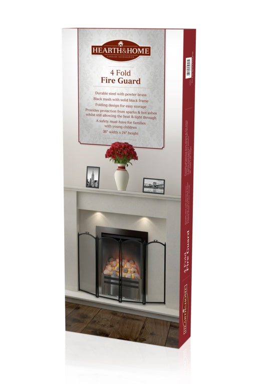 Hearth & Home Folding Fire Guard Black 4 Sections