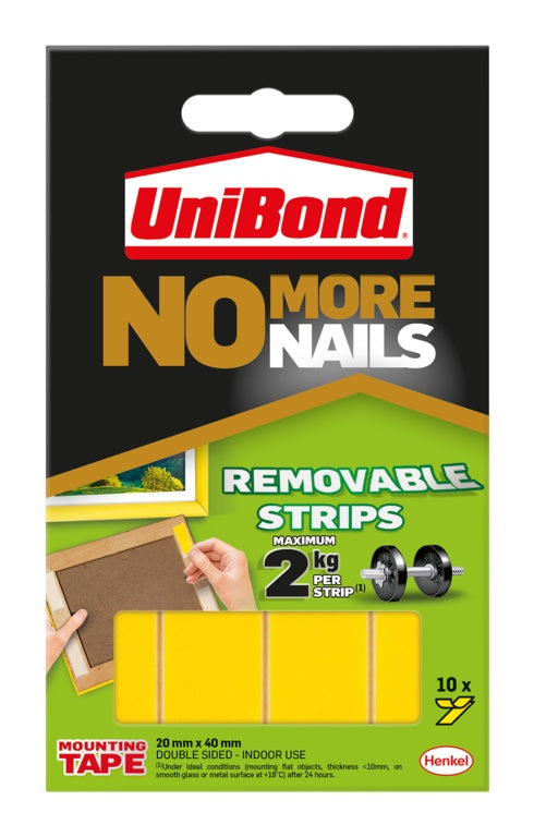 Uni Bond No More Nails Removeable Strips Pack Of 10