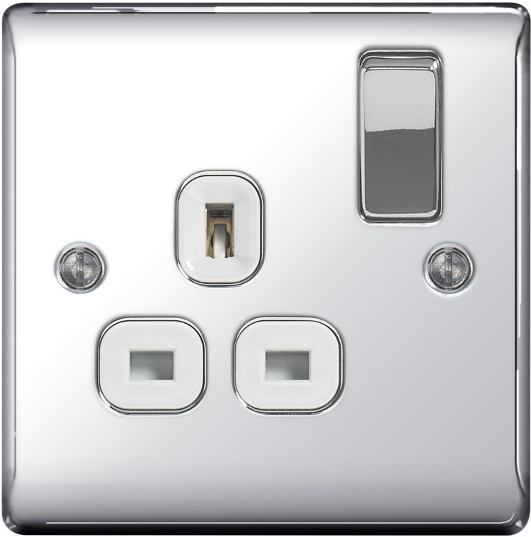 Bg Chrome 13a Switched Socket 1 Gang