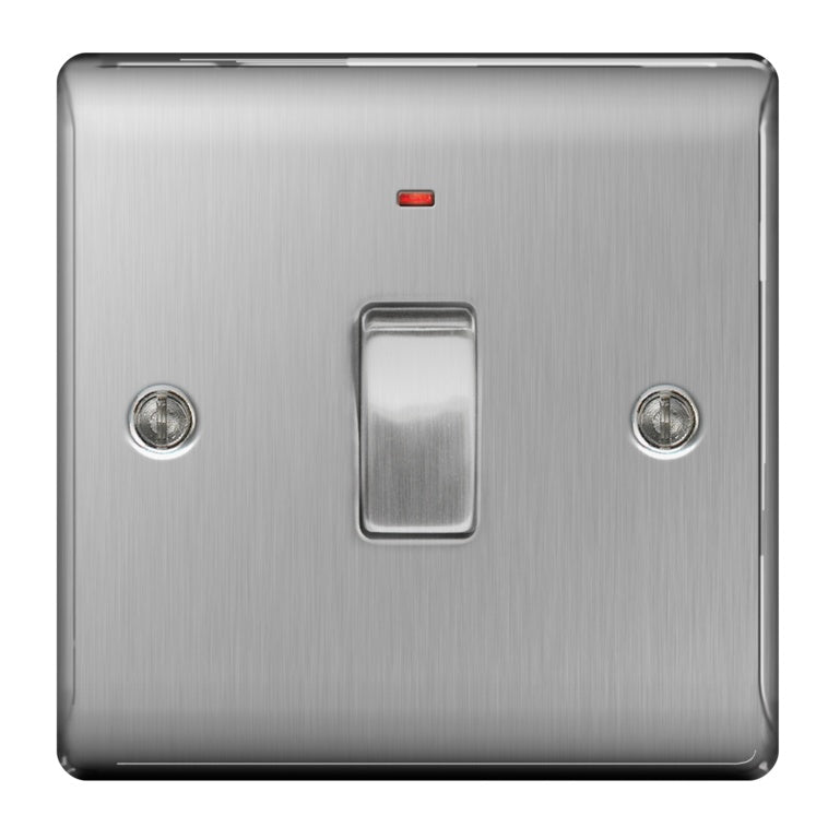Bg Brushed Steel Dp Switch Neon 20a