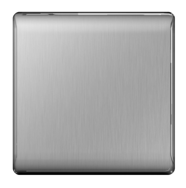 Bg Brushed Steel Blank Plate 1 Gang