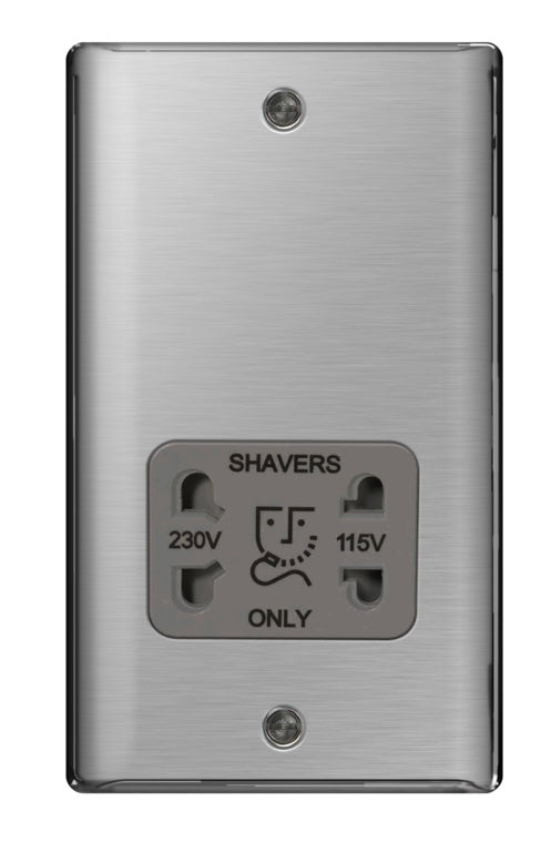 Bg Shaver Socket 115/230v Brushed Steel