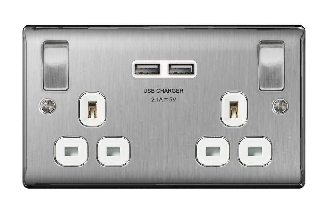 BG 13a 2 Gang Switch Socket & USB
